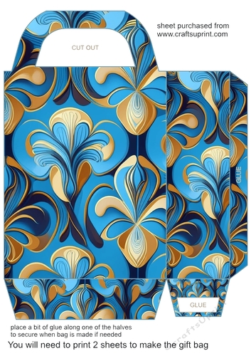 Blue and gold patterned gift bag 5