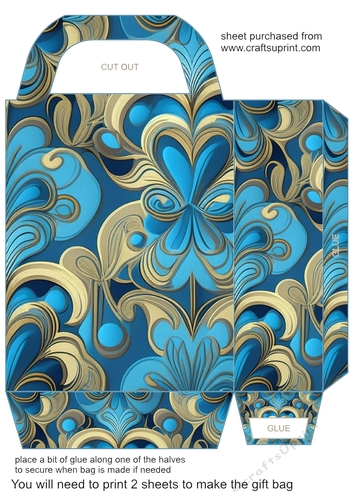 Blue and gold patterned gift bag 6
