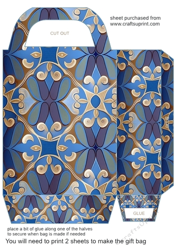 Blue and gold patterned gift bag 7