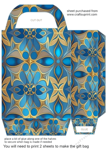 Blue and gold patterned gift bag 8