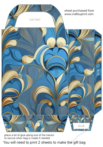 Blue and gold patterned gift bag 9