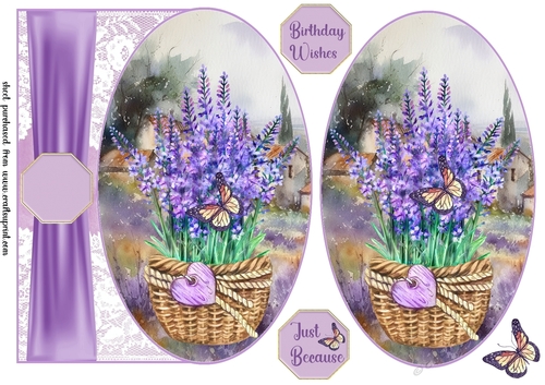 Lavender basket card front(oval)