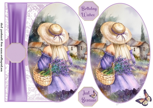Lavender girl card front(oval)