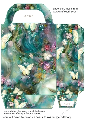 Green and purple butterfly gift bag 1