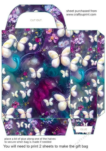 Green and purple butterfly gift bag 3