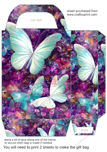Green and purple butterfly gift bag 6