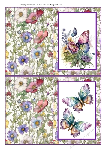 2 Purple butterfly notelets(with room for message) 3