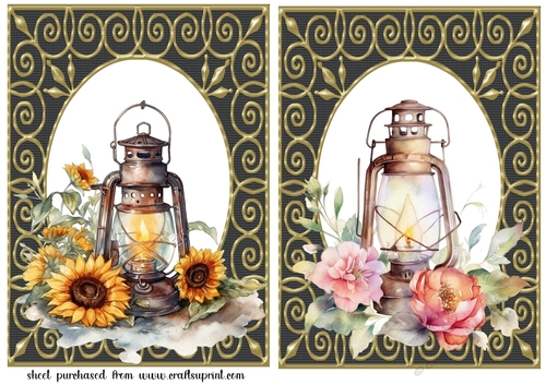 2 Floral lantern card fronts/toppers 1