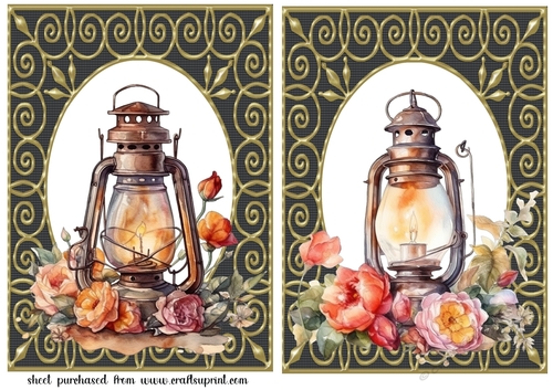 2 Floral lantern card fronts/toppers 2