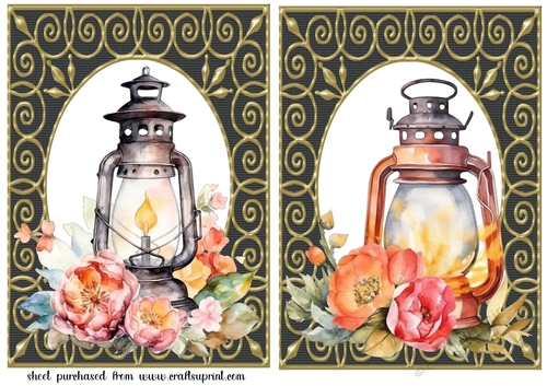 2 Floral lantern card fronts/toppers 3