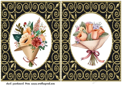 2 Floral bouquet card fronts/toppers 1