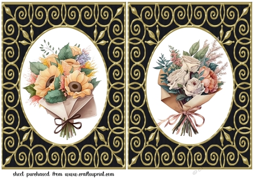 2 Floral bouquet card fronts/toppers 2