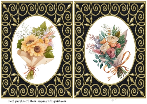 2 Floral bouquet card fronts/toppers 3