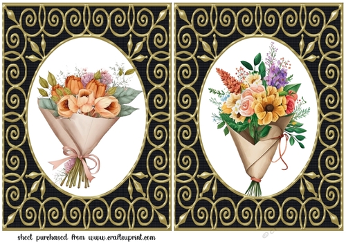 2 Floral bouquet card fronts/toppers 4