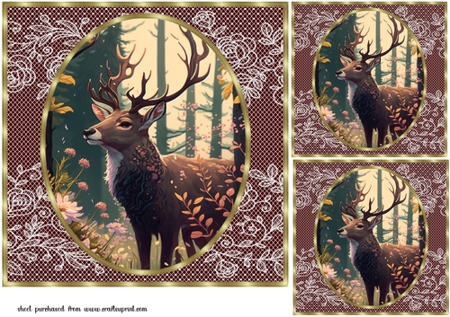 3 Deer in forest card fronts/toppers 2