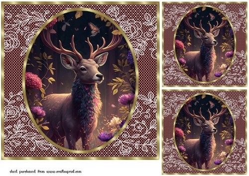3 Deer in forest card fronts/toppers 5