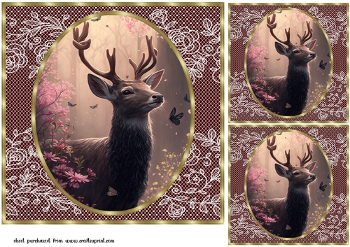 3 Deer in forest card fronts/toppers 7