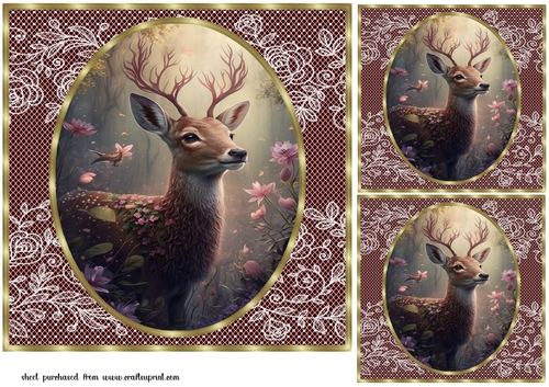 3 Deer in forest card fronts/toppers 8