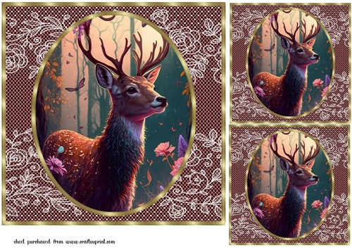 3 Deer in forest card fronts/toppers 9