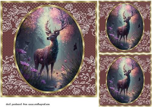 3 Deer in forest card fronts/toppers 10