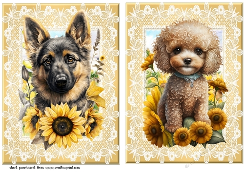 2 Sunflower puppy card fronts/toppers 7
