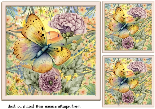 3 Framed yellow butterfly card fronts/toppers 2
