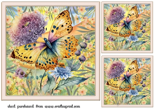 3 Framed yellow butterfly card fronts/toppers 3