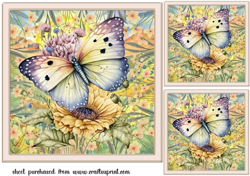 3 Framed yellow butterfly card fronts/toppers 4