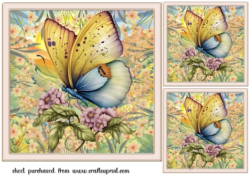 3 Framed yellow butterfly card fronts/toppers 5