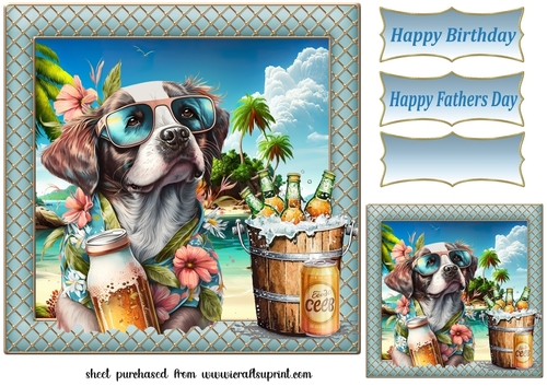 Pup with beer card front 15