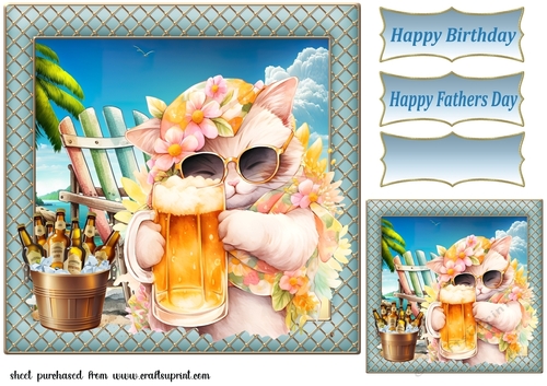 Cat with beer card front 2