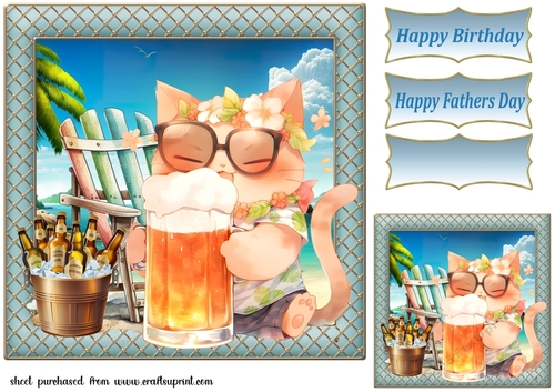 Cat with beer card front 3