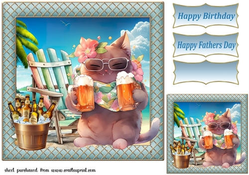 Cat with beer card front 4