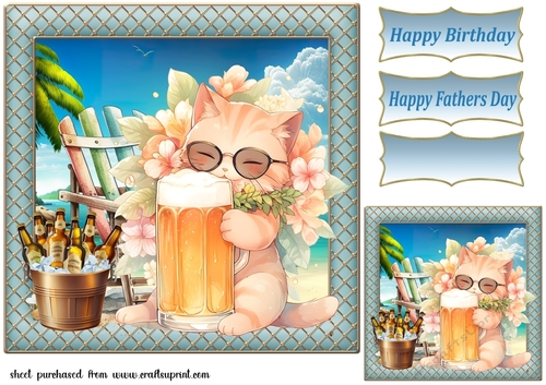Cat with beer card front 5