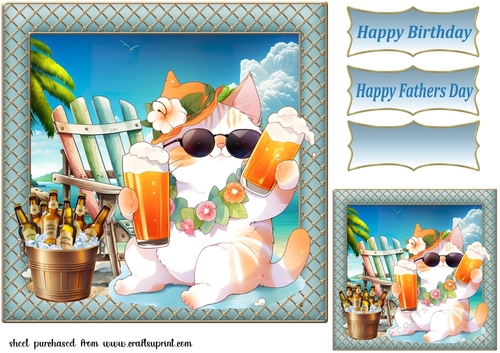 Cat with beer card front 6