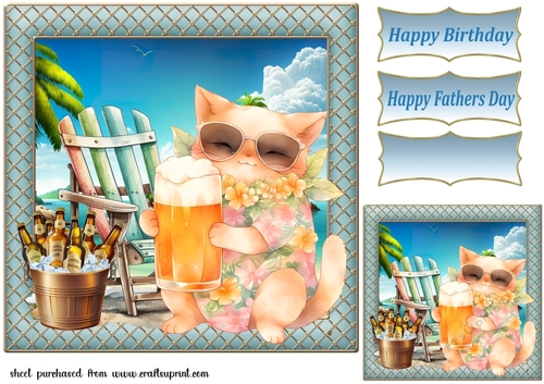 Cat with beer card front 7