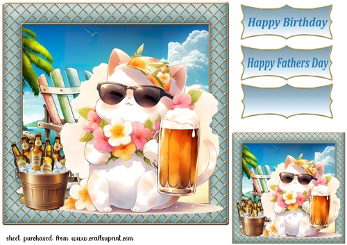 Cat with beer card front 8