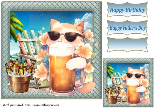 Cat with beer card front 9