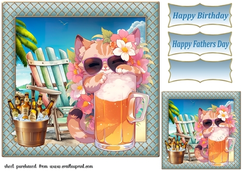 Cat with beer card front 10
