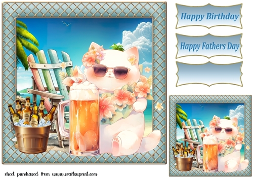 Cat with beer card front 11