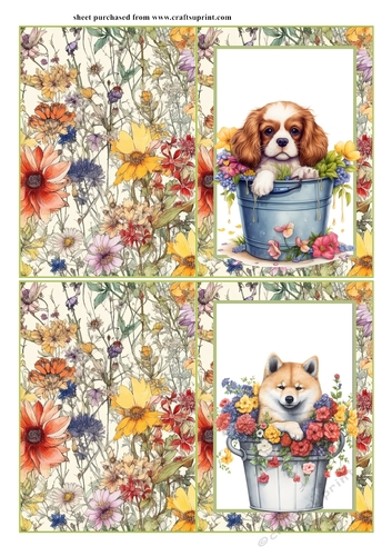2 Pup in floral bucket notelets (with room for sentiment) 1