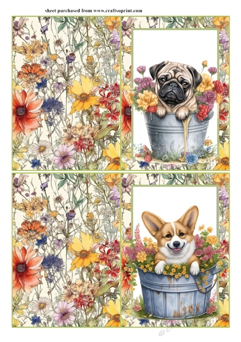 2 Pup in floral bucket notelets (with room for sentiment) 3