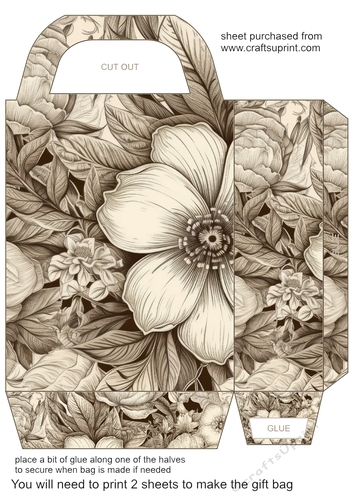 Sepia flower gift bag 1