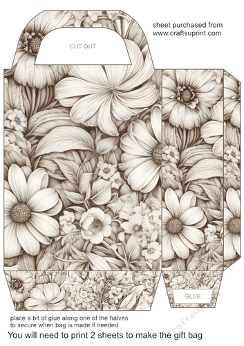 Sepia flower gift bag 2