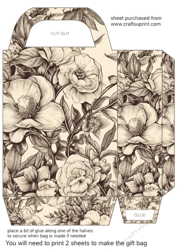 Sepia flower gift bag 3