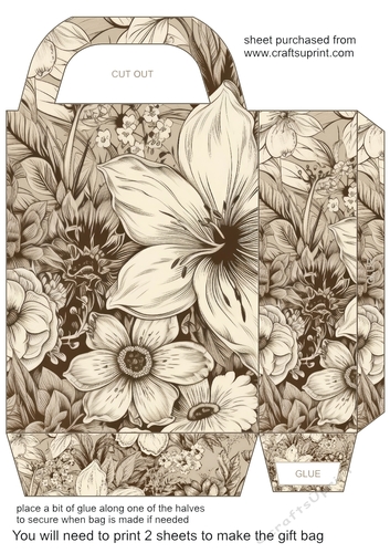 Sepia flower gift bag 4