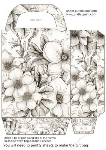 Sepia flower gift bag 5