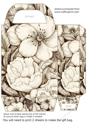 Sepia flower gift bag 6