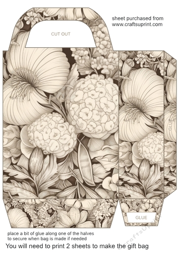 Sepia flower gift bag 7