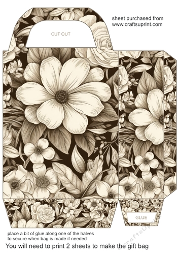 Sepia flower gift bag 8